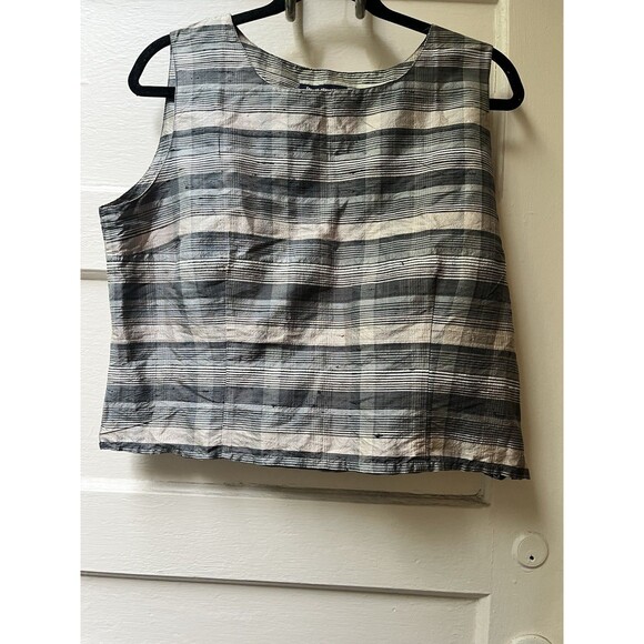 French Connection Tops - Vtg French Connection Top 12 Silk Striped Earthy Sleeveless Boho Celestial Earth